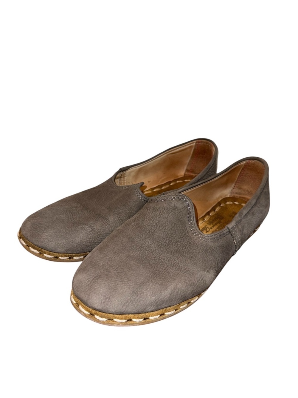 Sabah Gray Nubuck Leather Loafers Slip On Handcrafted Turkey Women's 41 EU/10 US